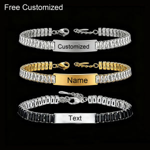 Customized Name Rhinestone Bracelet Bar Bracelet Stainless Steel Personalized Gift For Women Jewelry