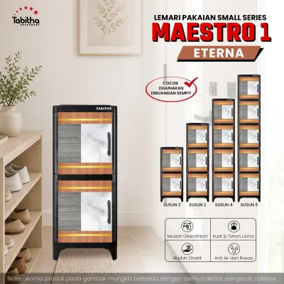TABITHA Lemari Pakaian Plastik MAESTRO (Tabitha Houseware)/printing series small/2susun/3susun/4susun/5susun - 1 PINTU