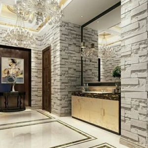 Wallpaper Dinding Motif Batu Alam Terang Ukuran Panjang 8/9Meter x Lebar 45CM