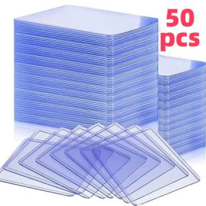 50/100Pcs Transparent Photocard Sleeve Clear Plastic Hard Card Cover Waterproof Game Card Sleeves Protector Card Holder Sleeves for Star Idol Blueberry Sleeves for Kpop Idol Cards Acid-free Card Protector Sleeve