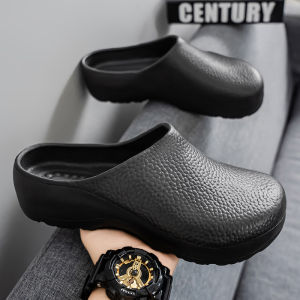 Summer Men Slippers Sandals Waterproof Oilproof Chef Shoes Breathable Lightweight Garden Weeding Shoes Casual Male Summer Clogs