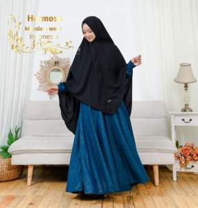Gamis Hermosa Embos Motif Padi Warna Tosca Premium & Bahan Wolfis