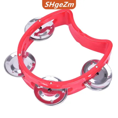 [COD] SHgeZm Cầm tay Tambourine kim loại chuông nhựa Bộ gõ cho KTV bên Kid trò chơi đồ chơi