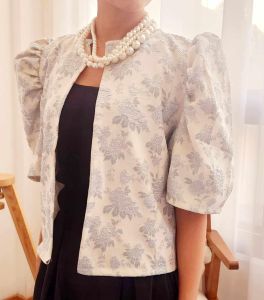 mildred Casual Graduation Party School Events Recognition Filipiniana Puff Sleeves Textured Bolero Blazer Top   fits up to xl body frame classy and elegant timeless classic  timeless top casual or party classic top super kapal ng tela hindi kayo magsisi o