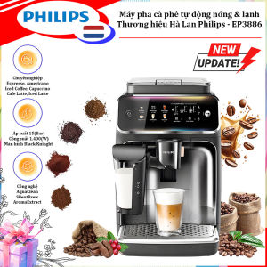 HÀNG CHÍNH HÃNG - Máy pha cà phê tự động nóng và lạnh Series 3800 Ultra chuyên nghiệp Espresso Americano Iced Coffee Capuccino Cafe Latte Iced Latte. Thương hiệu Hà Lan cao cấp Philips - EP3886