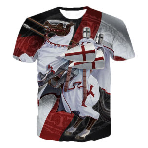 [Local Stock] VCC Fashion Casual T-Shirts Men Women Cool Stuff Harajuku Streetwear T Shirt Tops Knights Templar 3D Print T Shirt Knights Templar