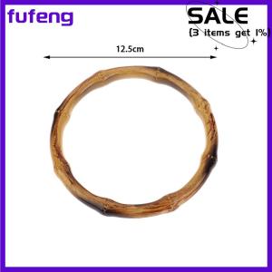 fufeng 1Pc Bamboo Purse Handle Frame Hanger DIY Bamboo O Bag Handle Bag Straps Replacement Bamboo Handles Handcraft Wooden Rings