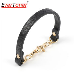 EverToner Cow Leather Handle Shoulder Strap Lychee Pattern Short Bag Strap Black Coffee Handbag Replacement Wrist Straps Bag Accessories