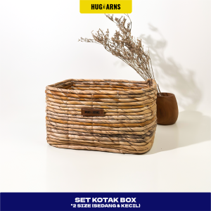 HUGeARNS - Set Kotak Box Keranjang Anyaman Aesthetic Box Anyaman Storage / Box Storage Multifungsi Anyaman Tempat Penyimpanan / Home Decor Ramah Lingkungan / Keranjang Anyaman Pelepah Pisang Anyaman Pengrajin Jogja / Penyimpanan Anyaman Serbaguna