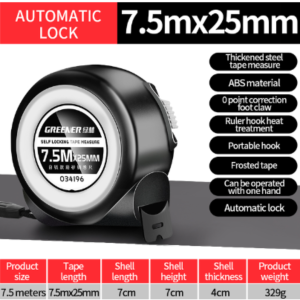 METERAN 7.5 M ROLL LEBAR 25 MM ALAT BANTU UKUR PERTUKANGAN