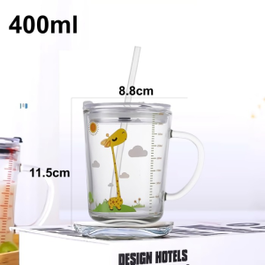 ESA Gelas susu gelas jus gelas air dengan pegangan gelas ukur 400ML Gelas teh gelas ukur