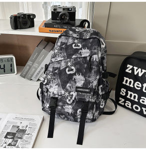 AE Trendy mens backpack ins Trendy and cool large-capacity graffiti backpack for couples casual college student backpack male junior high school student backpack