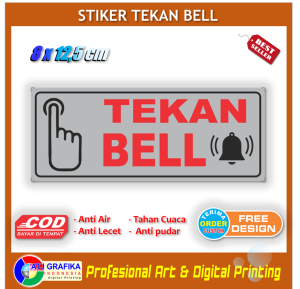 Stiker tekan bel dering suara kedatangan tamu sticker petunjuk pintu pagar rumah toko warung kantor