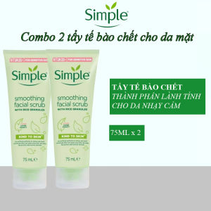 Combo 2 tẩy tế bào chết Simple cho da mặt 75ml Kind to Skin Smoothing Facial Scrub da nhạy cảm