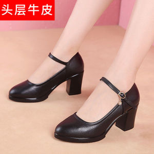 Free Shipping High-Heeled Shoes For Women Thick-Soled Plus-Size (42 43) Genuine Leather Small Sizes (32 33) Work Shoes Single Shoes For A Model Wearing A Cheongsam On A Runway