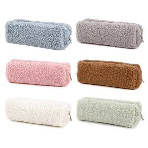 Plush Pencil Case Big Capacity Pen Bag Zippered Pen Pouches Travel Cosmetics Storage Bag for Student Adult Girl Women
