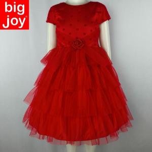 Big Joy Girls Casual Dress Chelsie with Tutu Layered Skirt  with Flower Red for Ages 5 to 12 Years Old 553172