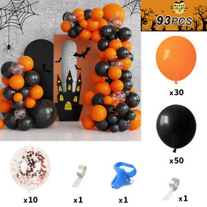 Halloween Decorations Balloon Set Halloween Party Latex Balloon Garland Arch Kit Happy Halloween Banner Party Decoration For Indoor Outdoor Halloween Themed Party Decor Supplies