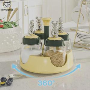 Combo 4 Hủ Đựng Gia Vị Kèm Khay Chống Tràn Cao Cấp Tặng Kèm Khay Đựng Có Quay Xách