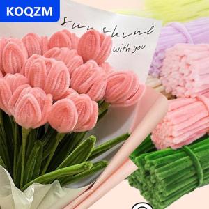 [COD] KOQZM 100pcs đầy màu sắc Chenille gốc Xoắn Rod len gốc Fluffy thanh sắt dây Tự Làm Thủ Công xoắn trang trí ống chất tẩy rửa sang trọng