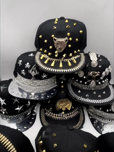 Phong cách Đinh Tán mũ bóng chày với khóa có thể điều chỉnh mũ thú mỏ vịt Punk hat người đàn ông Mũ bóng chày cho bữa tiệc âm nhạc buổi hòa nhạc