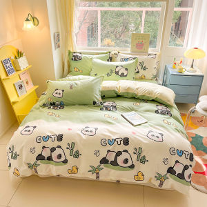100% Cotton Duvet Cover Green Cartoon Panda Quilt Covers Soft Skin-friendly Breathable All Cotton Single Double Blanket Cover2026