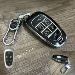 เคสรีโมทรถ รถฮุนได Hyundai STARIA 2022 ดำเงาเส้นสีเงิน และสีขาวเส้นสีเงิน ดูเรียบหรู (Black/White Silver-Line TPU Key Case)