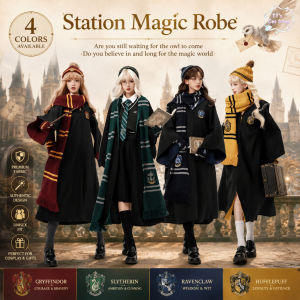 7PCS Harry Cosplay Potter Costume for Kids Adult Wizard Magic Robe Cloak Scarf Book Character Costume School Uniform Full set Halloween Costume