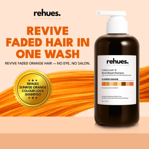 Rehues Colour Shampoo (Sunrise Orange) for Dyed & Bleached Hair | Anti-Yellow Brassy Fade | 500ml SG