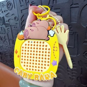 Capybara Magnetic Steel Ball Drawing Board Puzzle Fun Relief Key Chain Cartoon Gift Small Toy Couple Bag Pendant
