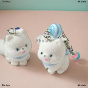 [COD] Abulaia Cute Sweet Flocked Puppy Samoyed Dog Phone Chain Lanyard Ccd Camera Charm Accessories Girly Keychain Pendant Bag Ornaments Gifts