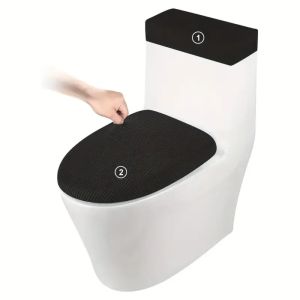 SIDSI 2Pcs/Set Thickened Toilet Lid Cover Corn Pattern Solid Color Tank Lid Cover Washable Split Toilet Seat Cover Home Bathroom