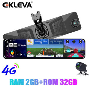 EKLEVA 12 inch IPS Car DVR Camera GPS 4G Android 8.1 ADAS FHD 1080P Dash cam Dual Lens car video Recorder Remote Monitor 2G+32G with Special Mount