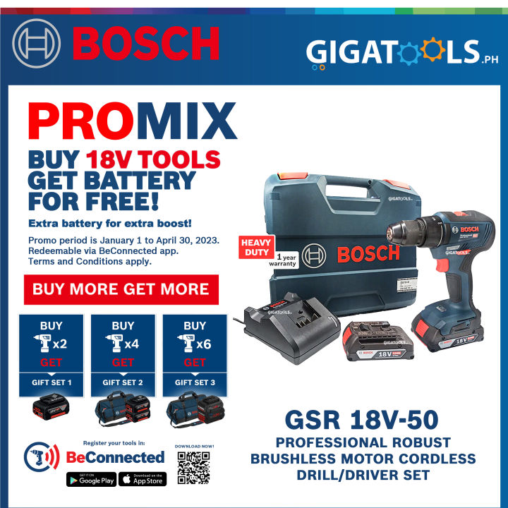 New Bosch GSR 18V-50 Professional Robust Brushless Motor Cordless