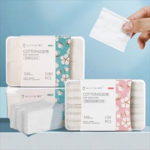 MAYIT 150/1080pcs Clean Cotton Makeup Remover Pads Disposable Soft Cosmetic Cotton Pads Portable Skin Care Nail Polish Remover Pads Women