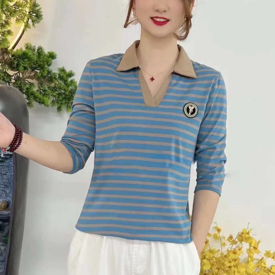 100KG Fat Girl Can Wear Internet Celebrity New Design Stripe Lapel