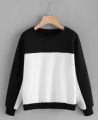 Sweater round neck casual hoodie kombinasi hitam putih sweatshirt pria/wanita/unisex/couple jaket kekinian. 
