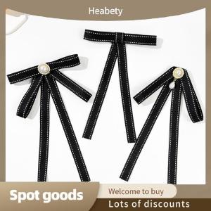 Heabety Fashion Bow Brooch Fabric Tie Badge Mourning Corsage Pin Tie Blouse Black Bowties Brooch Shirt Sweater Neckline Accessories