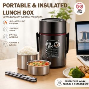 304 Stainless Steel Insulated Lunch Box - Portable Vacuum 12H Thermal Storage for Food