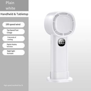S26 Rechargeable Portable Mini Handheld Desktop With Night Light LED Digital Display Leafless Fan