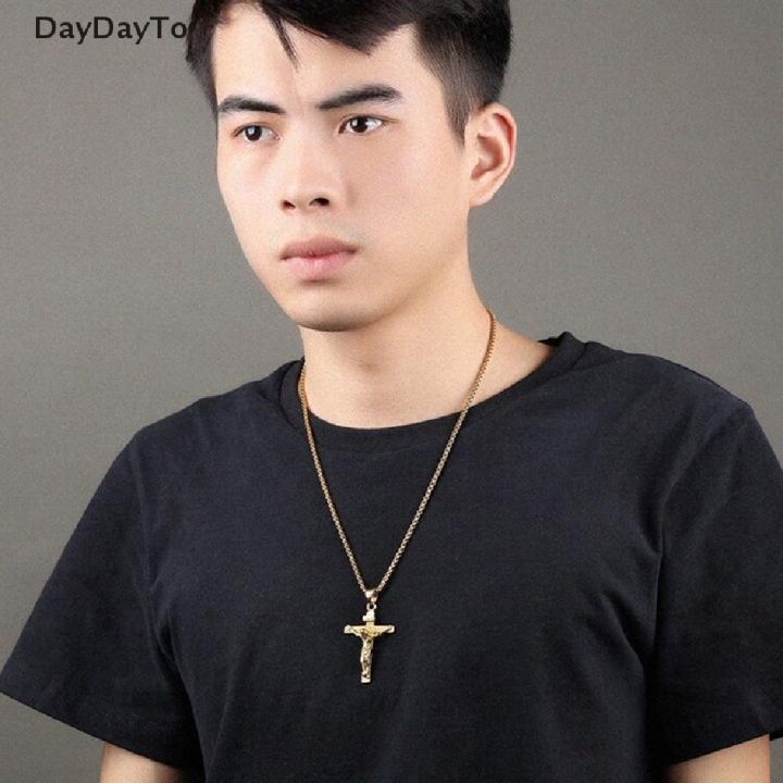 Mens%20Silver%20Stainless%20Steel%20Jesus%20Christ%20Crucifix%20Cross%20Pendant%20Necklace%20Chain%20necklace%20for%20men%20-%20Image%203