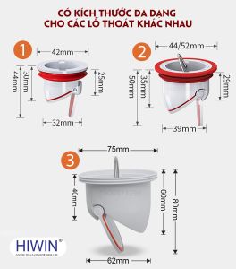 Nắp bịt cống - đuôi thoát sàn ngăn mùi hôi chống côn trùng trọng lực Hiwin FD-50LID