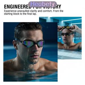Heabety Bơi lội kính chuyên nghiệp chống sương mù ống kính mạ điện bảo vệ mềm Silicone dây đeo cho nam giới phụ nữ hồ bơi ba môn phối hợp