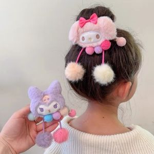Sanrio Hairband Melody Hello Kitty Cinnamoroll Kuromi Pochacco Kawaii Y2k Women Hair Ties Rubber Band Anime Accessories