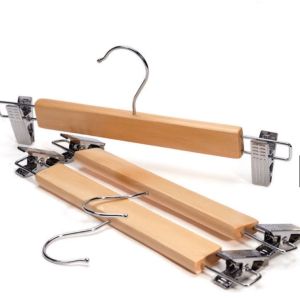 ไม้แขวน มีหนีบเหล็ก (6 ชิ้น) ไม้แขวนกางเกง ไม้แขวนกระโปง32cm Y-02