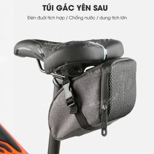 Túi Yên Xe Đạp XD-001 Gắn Yên Sau Tích Hợp Đèn Đuôi Nhấp Nháy Cảnh Báo nhiều màu chất liệu vải 300D chống thấm nước sạc Type C dung tích 1.4 lít (kèm bọc chống mưa đi kèm) - KAVISOTA