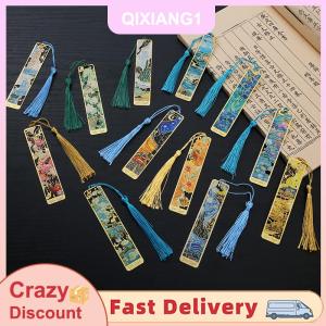QIXIANG1 1 PC retro hoa sơn kim loại Bookmark Hollow Bronzing Bookmark với tua văn phòng phẩm quà tặng cho Câu lạc bộ cuốn sách đọc