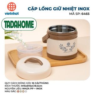 Cặp Lồng Inox Giữ Nhiệt Việt Nhật 6465/6466 Cà Men Đựng Cơm Cháo Có Quai Xách Chống Tràn - TADAHOME