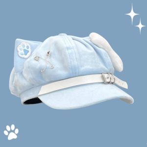 GURUNGMANI Japanese Style Womens Beret Cat Ears Anime Newsboy Cap Popular Cat Paw Pattern Baseball Cap Everyday Outfits