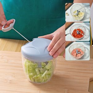 900ml Multifunctional Manual Meat Grinder Vegetable Grinder Chopping Tool Stainless Steel Blades Food Chopper